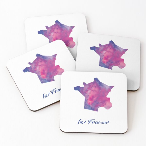 Item preview, La France Map in Watercolor (Purple, Blue and Pink) designed and sold by Geometricshow.