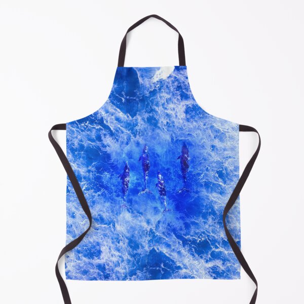 Item preview, Deep Ocean Sea Teal Dark Blue Turquoise Waves with Dolphins designed and sold by MintaApparel.