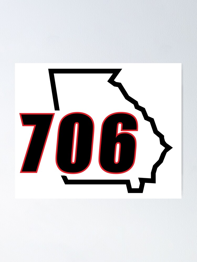 red-black-georgia-706-area-code-on-white-poster-for-sale-by