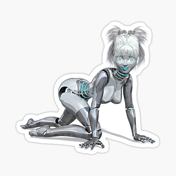 Silver Bot Pinup Sticker