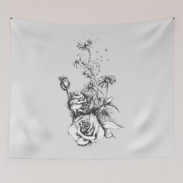 Item preview, Daisy and Rose sketch drawing   designed and sold by zarmar.