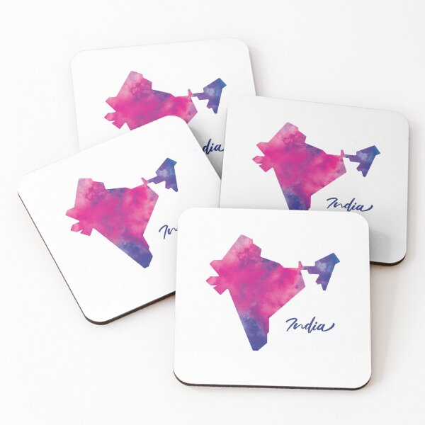 Item preview, India Map in Watercolor (Purple, Blue and Pink) designed and sold by Geometricshow.