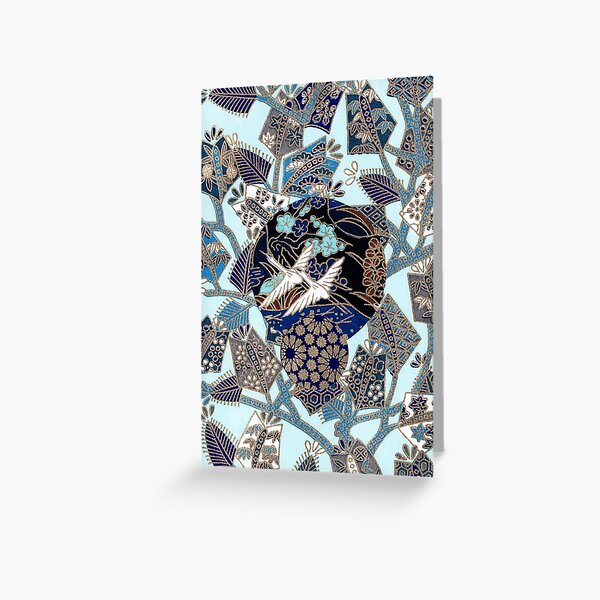 Collage 170 | Japanese washi yuzen chiyogami origami paper collage Greeting Card