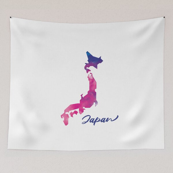 Item preview, Japan Map in Watercolor (Purple, Blue and Pink) designed and sold by Geometricshow.
