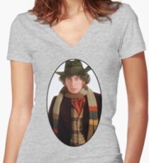 Tom Baker (4th Doctor) Women's Fitted V-Neck T-Shirt