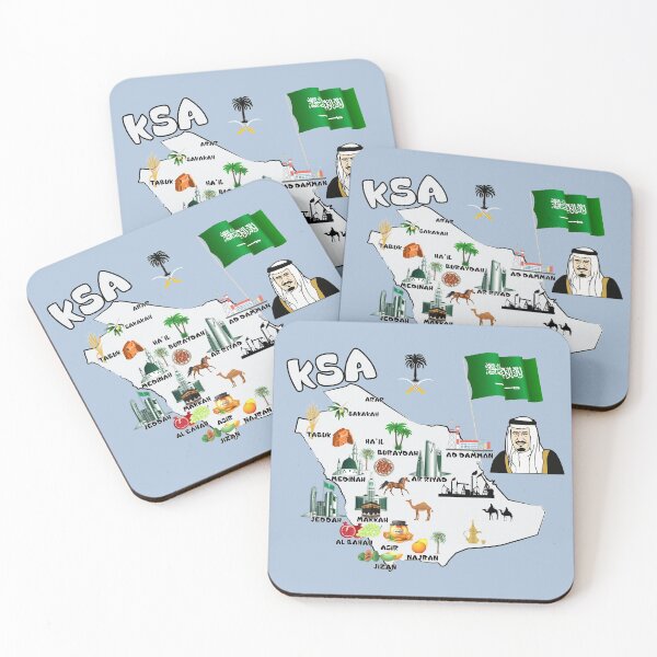 Item preview, Saudi Arabia Map tourist attractions cities name flag the King Salman  designed and sold by mashmosh.