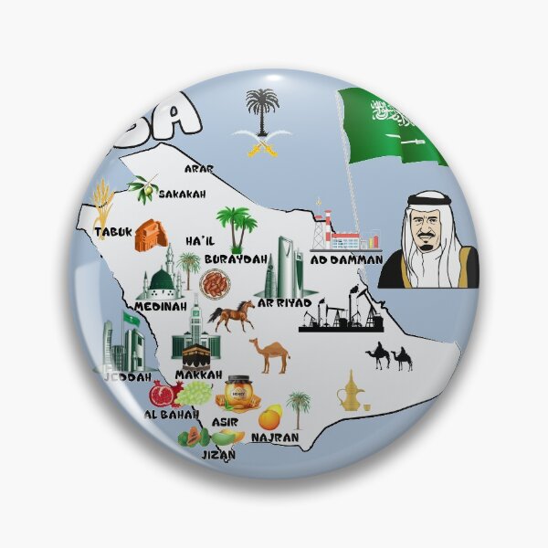 Item preview, Saudi Arabia Map tourist attractions cities name flag the King Salman  designed and sold by mashmosh.