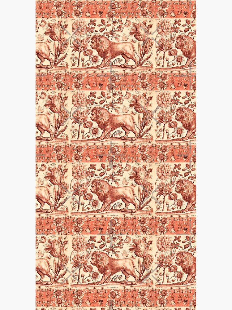 LION,TULIP,ROSE AND BUTTERFLIES ANTIQUE RED PINK FLORAL COLLECTION by BulganLumini