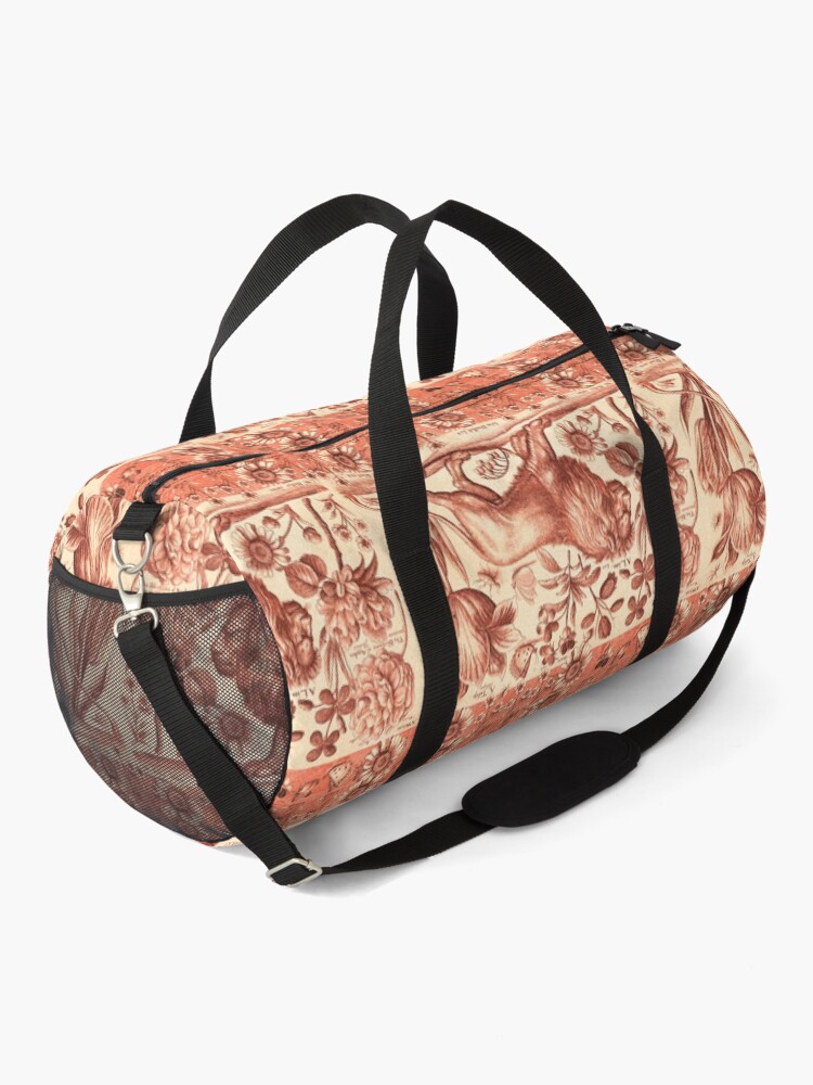 Alternate view of LION,TULIP,ROSE AND BUTTERFLIES ANTIQUE RED PINK FLORAL COLLECTION Duffle Bag