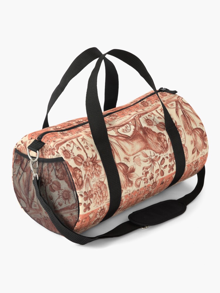 Alternate view of LION,TULIP,ROSE AND BUTTERFLIES ANTIQUE RED PINK FLORAL COLLECTION Duffle Bag