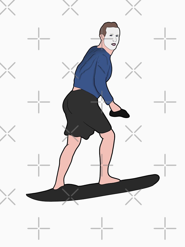 Mark Zuckerberg surfboarding with too much sunscreen is