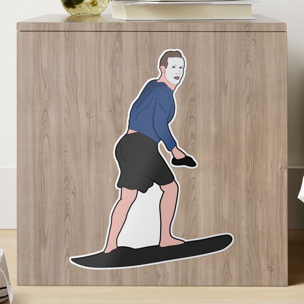 Mark Zuckerberg Surfing Sunscreen Meme Mounted Print for Sale by