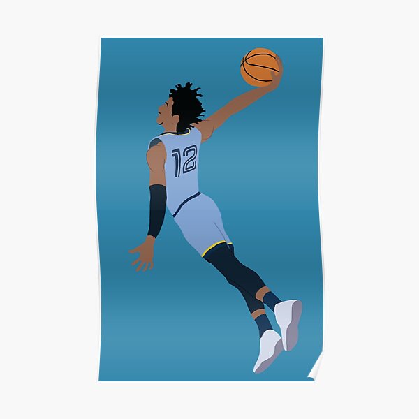 Ja Morant Signed Custom Teal Pro-Style Basketball Jersey BAS