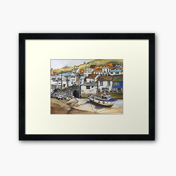Polperro harbour Cornwall Framed Art Print