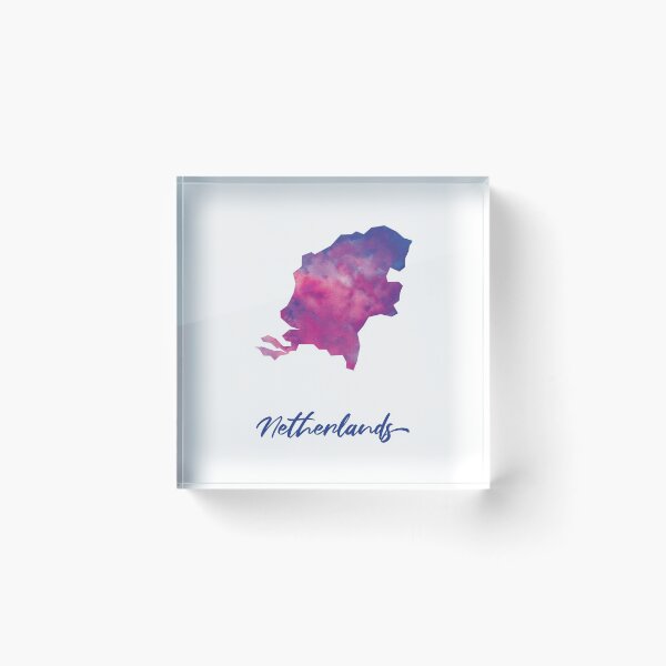 Item preview, Netherlands Map in Watercolor (Purple, Blue and Pink) designed and sold by Geometricshow.