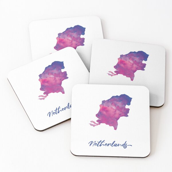 Item preview, Netherlands Map in Watercolor (Purple, Blue and Pink) designed and sold by Geometricshow.