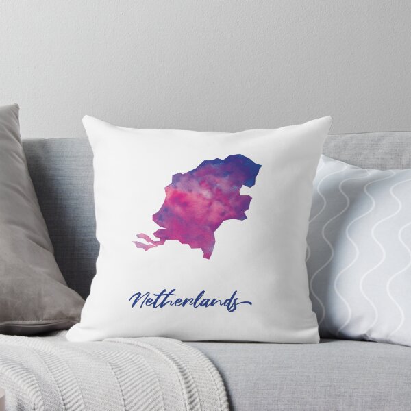Item preview, Netherlands Map in Watercolor (Purple, Blue and Pink) designed and sold by Geometricshow.