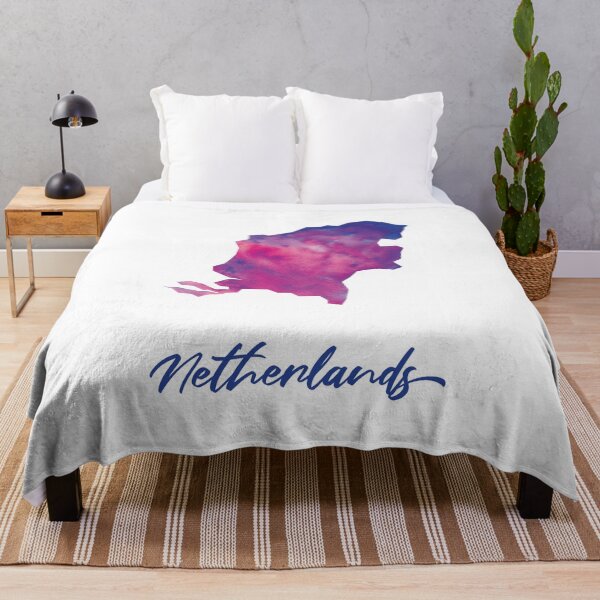 Item preview, Netherlands Map in Watercolor (Purple, Blue and Pink) designed and sold by Geometricshow.