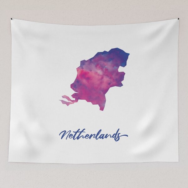 Item preview, Netherlands Map in Watercolor (Purple, Blue and Pink) designed and sold by Geometricshow.