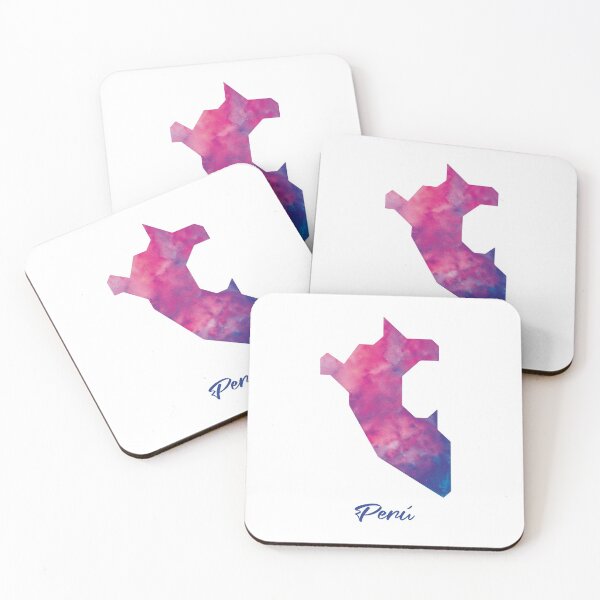 Item preview, Perú Map in Watercolor (Purple, Blue and Pink) designed and sold by Geometricshow.