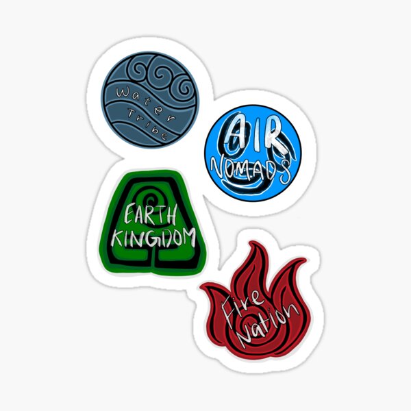 Air Nomads, Water Tribe, Fire Nation, Earth Kingdom Sticker for