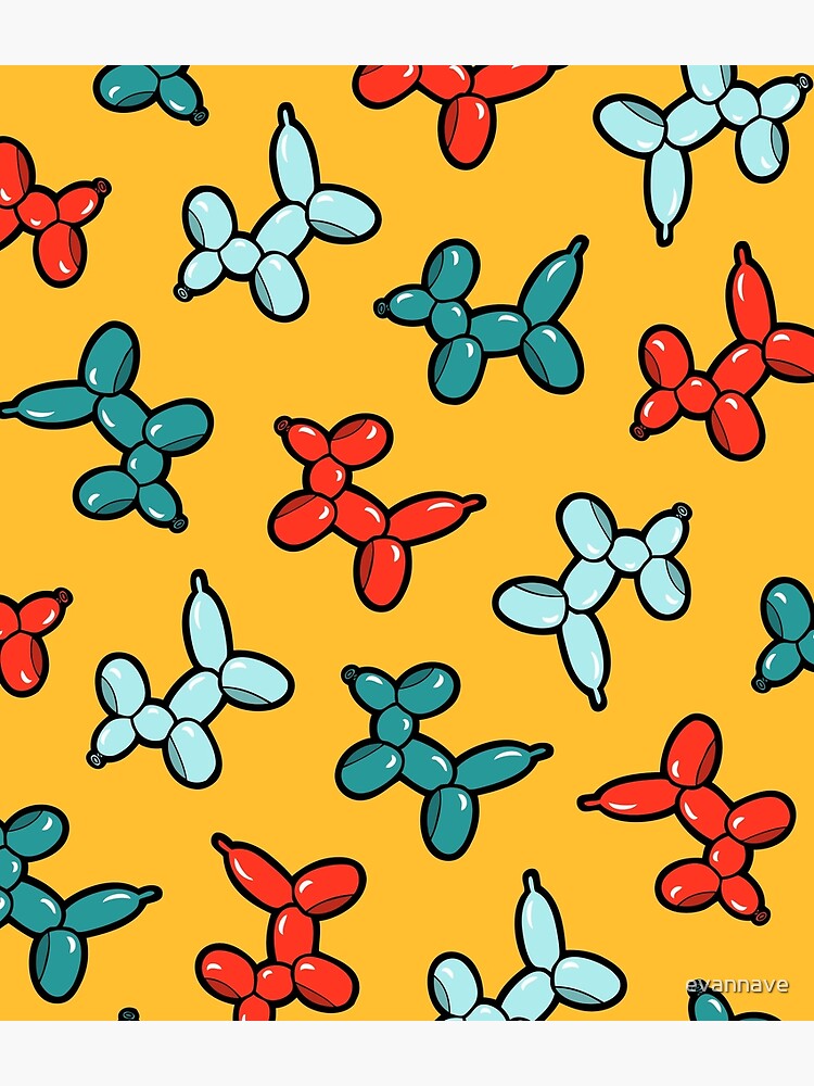 Balloon Animal Dogs Pattern in Yellow by evannave