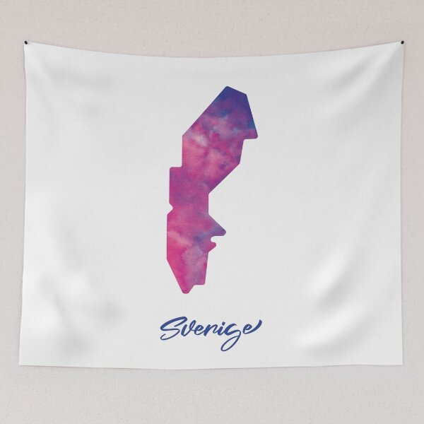 Item preview, Sverige (Sweden) Map in Watercolor (Purple, Blue and Pink) designed and sold by Geometricshow.