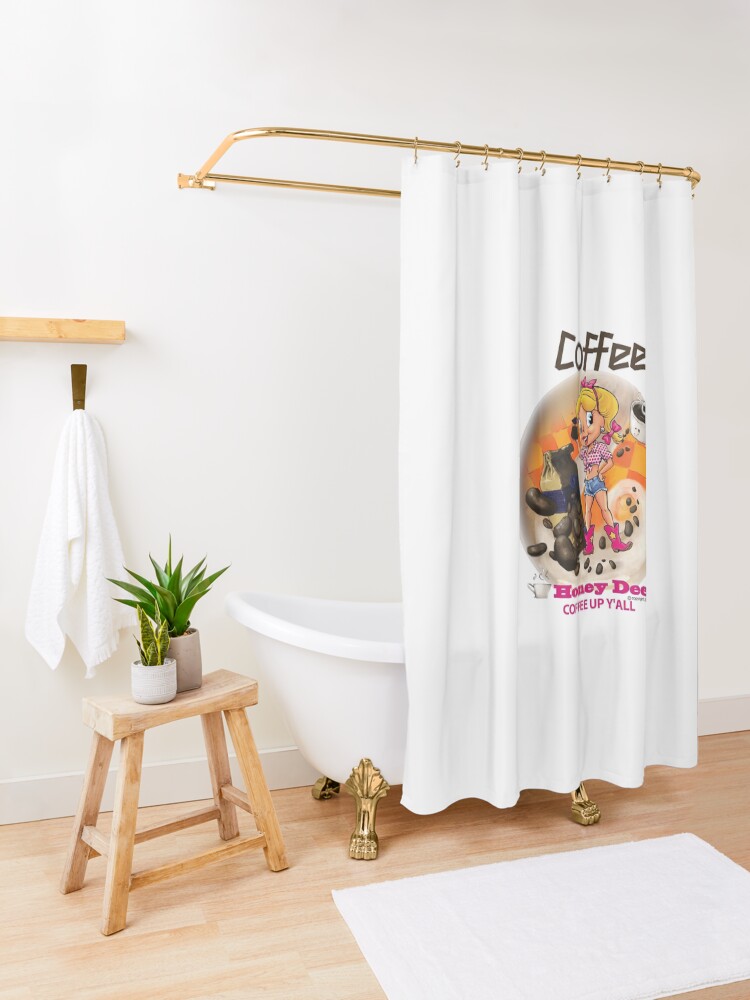 Alternate view of Coffee Up Y'all With Honey Dee Shower Curtain