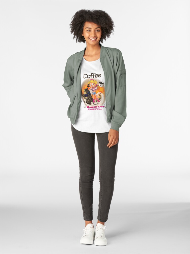 Alternate view of Coffee Up Y'all With Honey Dee Premium Scoop T-Shirt
