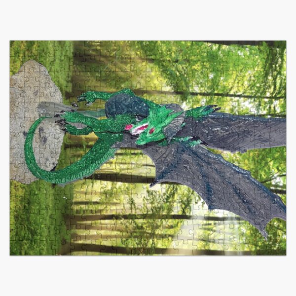 Green dragon in forest Jigsaw Puzzle