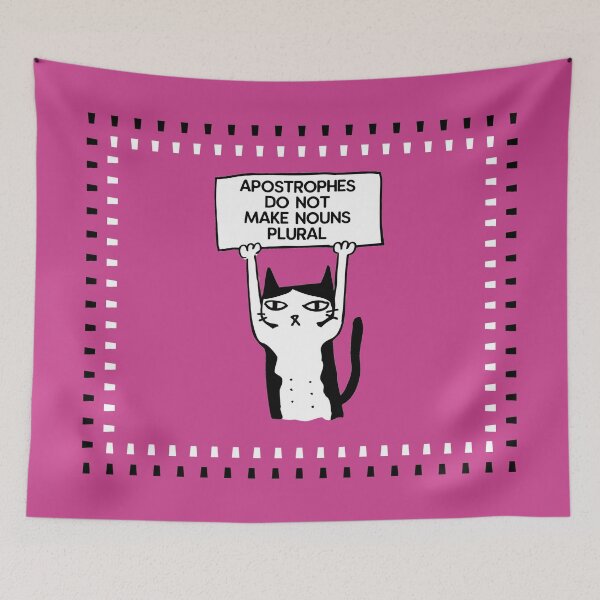 Item preview, Apostrophes do not make nouns plural cat magenta pink purple designed and sold by GrammarDance.