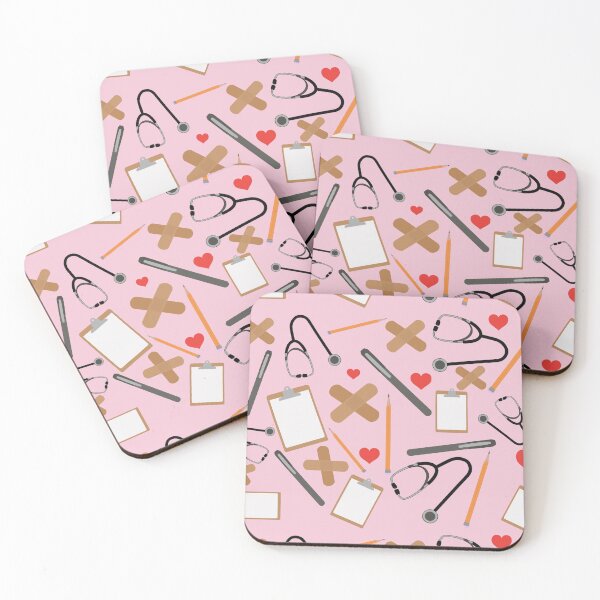 Item preview, nurse, school nurse back to school fun supplies with pink background designed and sold by Ella's  Doodles And Designs.