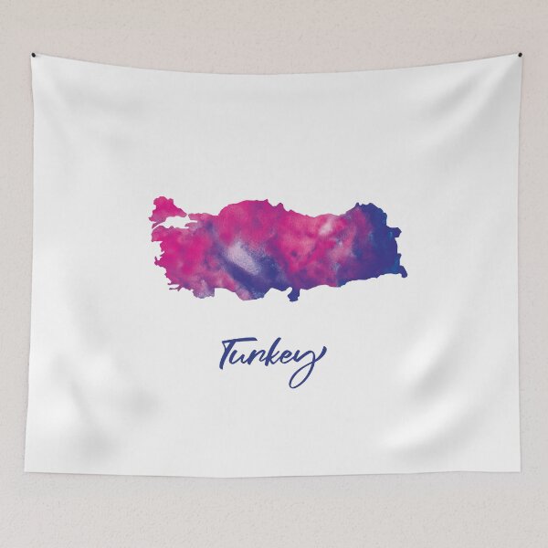 Item preview, Turkey Map in Watercolor (Purple, Blue and Pink) designed and sold by Geometricshow.