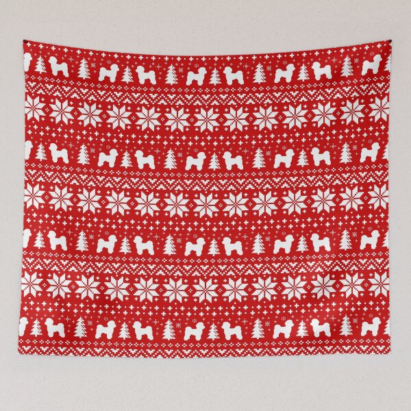 Item preview, Maltese Silhouettes Red and White Christmas Holiday Pattern designed and sold by Jenn Inashvili.