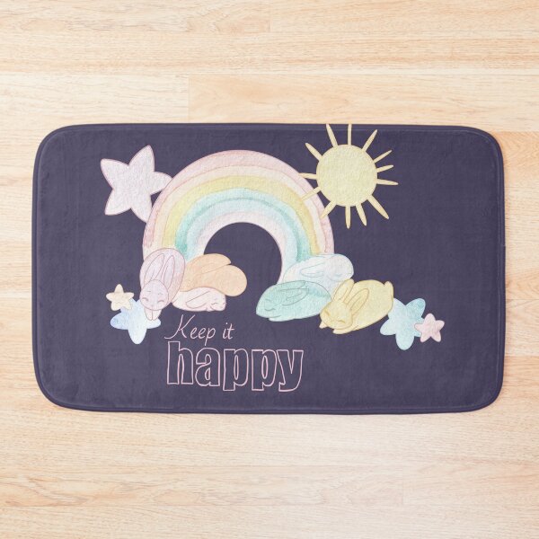 Item preview, Rainbow and bunnies - keep it happy dark baground designed and sold by RoxaneAndBuns.