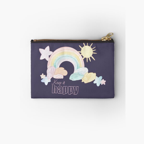 Item preview, Rainbow and bunnies - keep it happy dark baground designed and sold by RoxaneAndBuns.