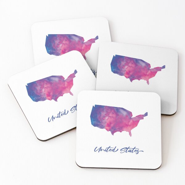 Item preview, United States Map in Watercolor (Purple, Blue and Pink) designed and sold by Geometricshow.
