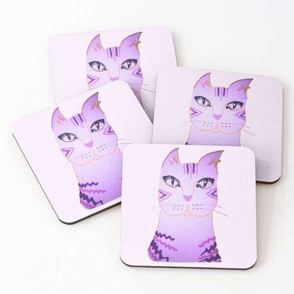 Item preview, Pink&Purple 70s catpie designed and sold by CoffeyCatsArt.