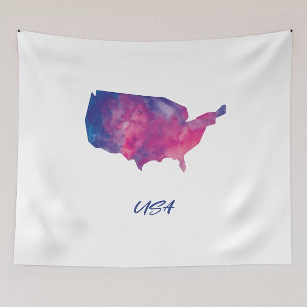 Item preview, USA Map in Watercolor (Purple, Blue and Pink) designed and sold by Geometricshow.