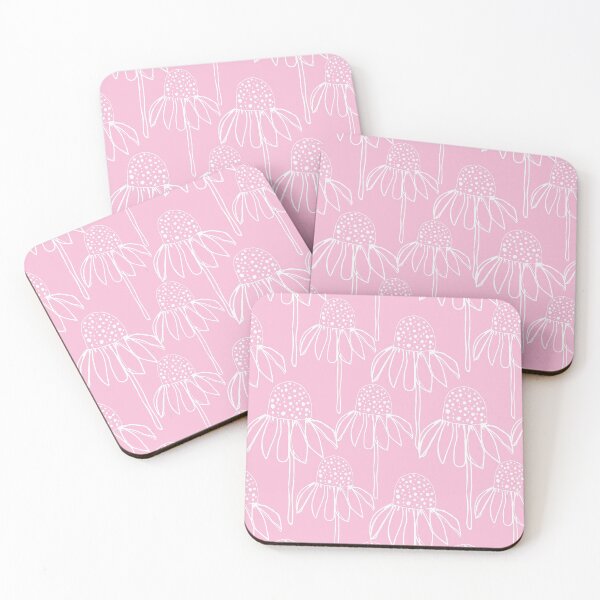 Item preview, White Echinacea on pink designed and sold by Sarah Hearfield.