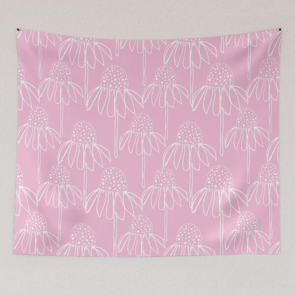 Item preview, White Echinacea on pink designed and sold by Sarah Hearfield.
