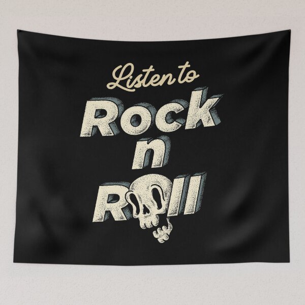 Item preview, Listen to Rock n Roll - Vertical Text Only (Black) Stones | Kids Mask | Tie Dye Backpack Design designed and sold by Any Color Designs.