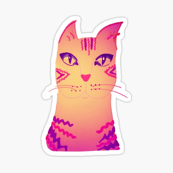 SunsetPink 70s catpie Sticker