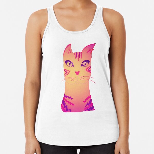 SunsetPink 70s catpie Racerback Tank Top