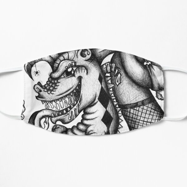 Black and white Freaky Dragon Flat Mask