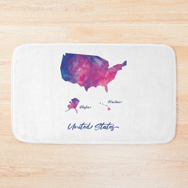 Item preview, United States Map in Watercolor + Alaska & Hawaii (Purple, Blue and Pink) designed and sold by Geometricshow.