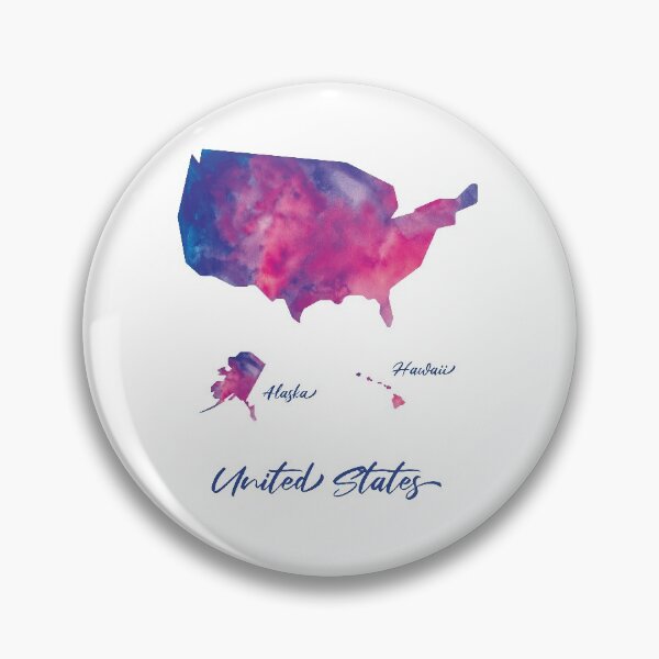 Item preview, United States Map in Watercolor + Alaska & Hawaii (Purple, Blue and Pink) designed and sold by Geometricshow.
