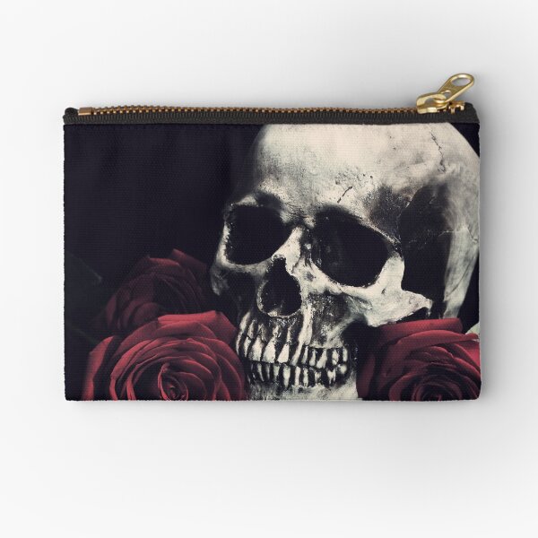 Skull and Roses Zipper Pouch