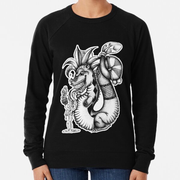 Black and white Freaky Dragon Lightweight Sweatshirt