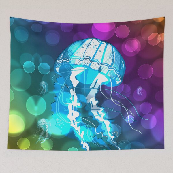 Item preview, Neon Jellyfish With Lens Flare Background designed and sold by Nobiya.